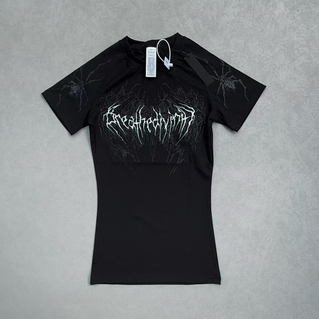 Breathedivinity Gothic Fitness Tee - Moisture-Wicking Stretch Short Sleeve