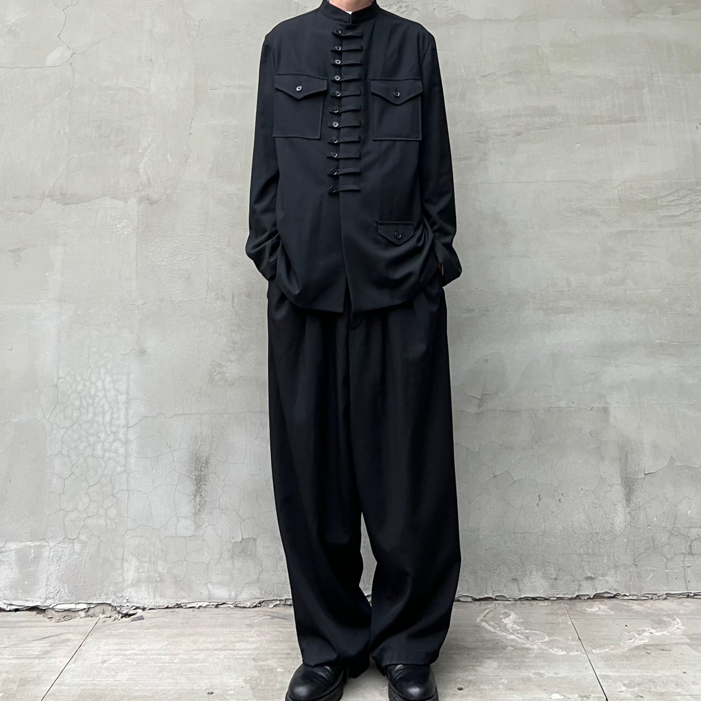 Self-made Yohji Yamamoto Twelve Pleat Wool Tapered Draped Wide Straight Trousers