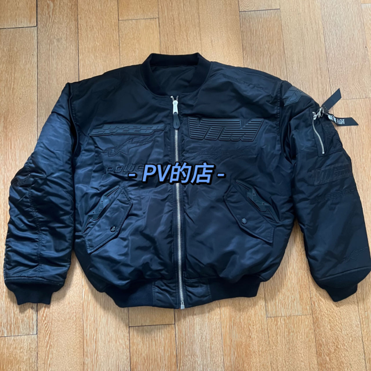 Self-made Vetements 23FW Alpha Black Race Car Air Force Jacket Cotton Bomber