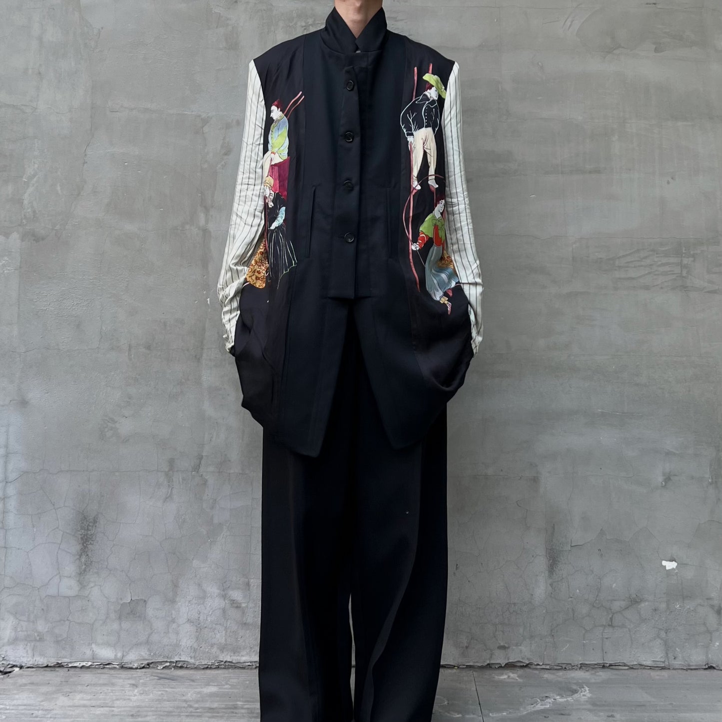 Self-Made Yohji Rokumeikan Double-Breasted Double-Faced Layered Jacket Blazer