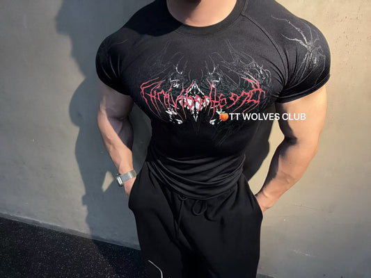 Breathedivinity Gothic Fitness Tee - Moisture-Wicking Stretch Short Sleeve