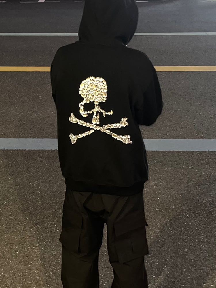 MASTERMIND Heavyweight 600g Acrylic Diamond Skull Hoodie Handmade MMJ Sweatshirt