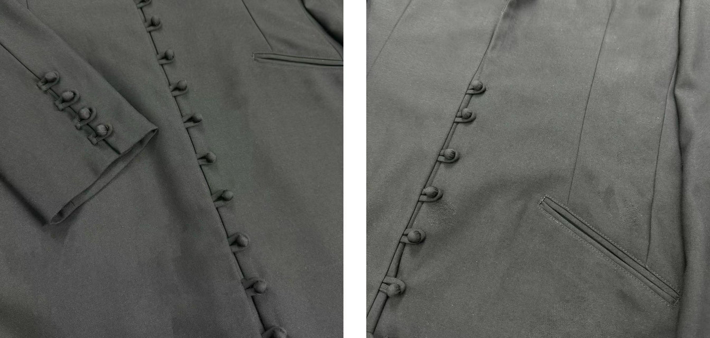 Donclick Yohji AW18 Monastic Collection Tuxedo-Wrap Fabric Buttons Wool Overcoat