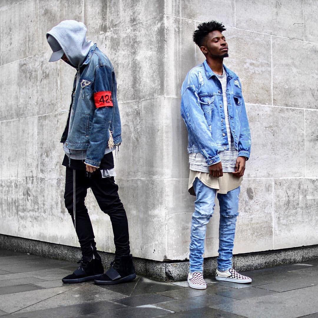 FW16 Classic Vintage 424 on Fairfax Heavy-Distressed Denim Jacket