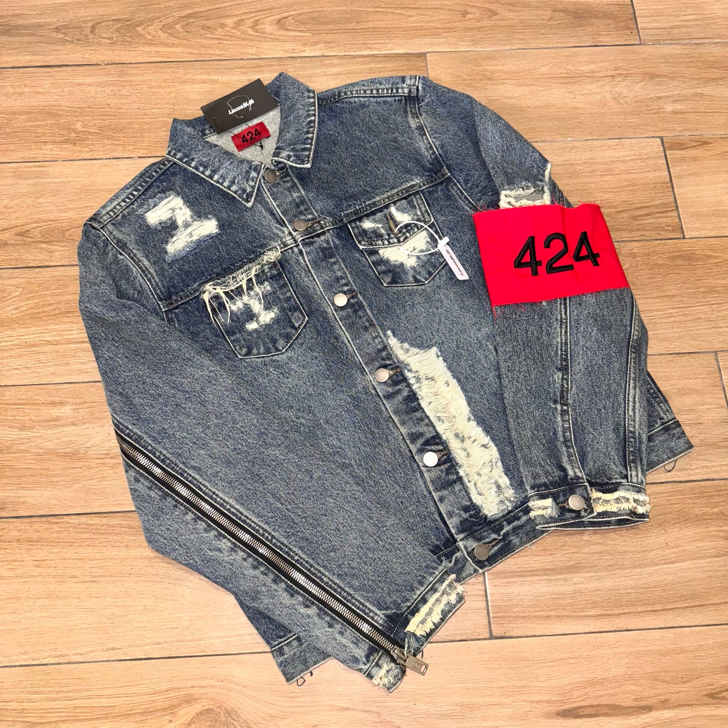 FW16 Classic Vintage 424 on Fairfax Heavy-Distressed Denim Jacket