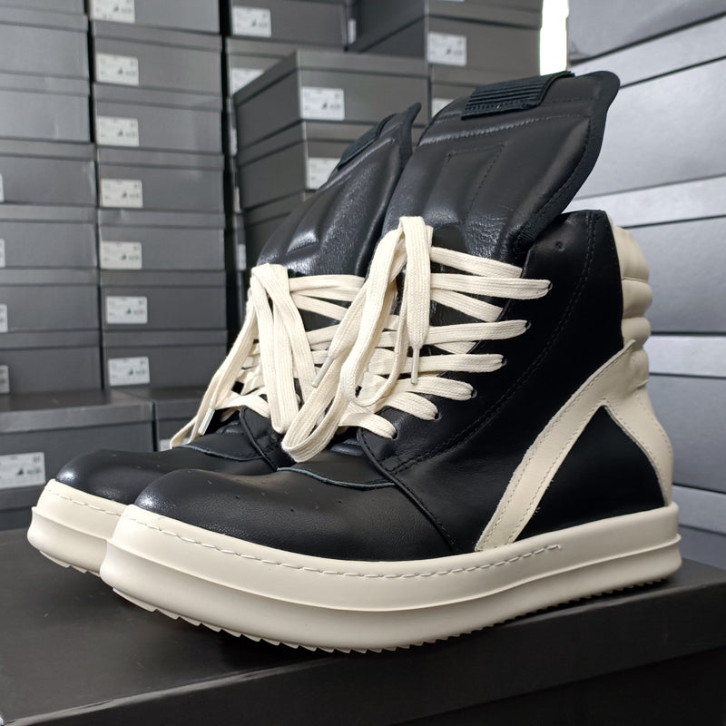 Self-made Rick Owen Reverse Triangle High-Top Leather Shoes Thick SoleSneakers Short Boots