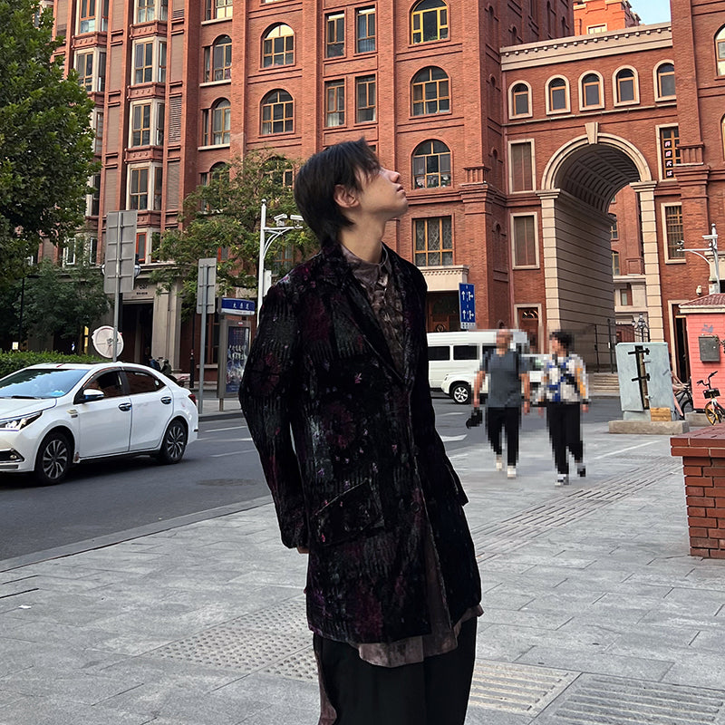 Yohji Nomad Velvet Blazer - Central Asian Traveler Collection Purple Silk Jacket