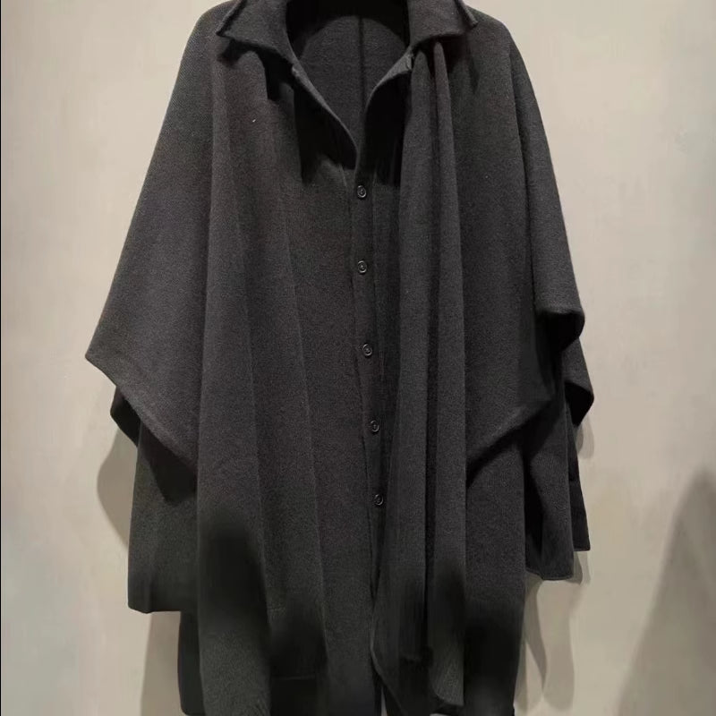 Self-made Yohji 21SS Knitted Scarf Cape Pure Wool Shawl Cardigan Outerwear