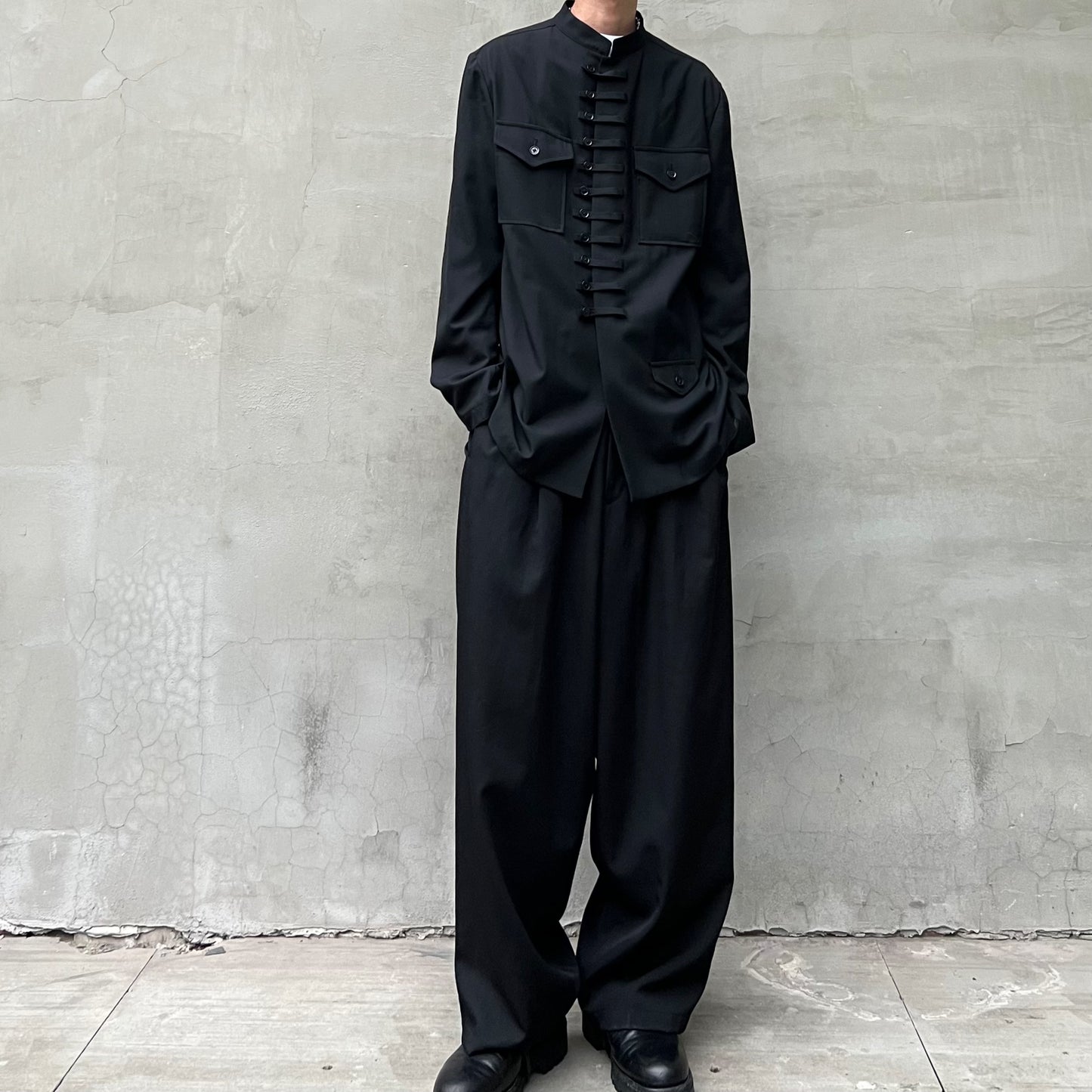 Self-made Yohji Yamamoto Twelve Pleat Wool Tapered Draped Wide Straight Trousers