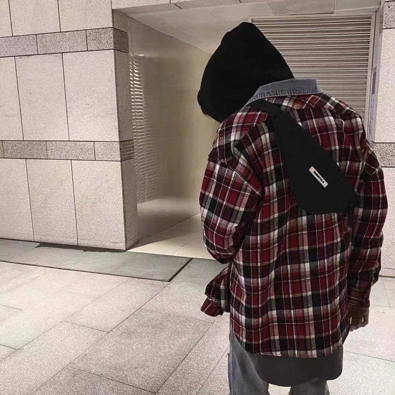 Fear of God 5th Season Wool Yellow Plaid Shirt Jacket Denim Collar Cashmere Lining