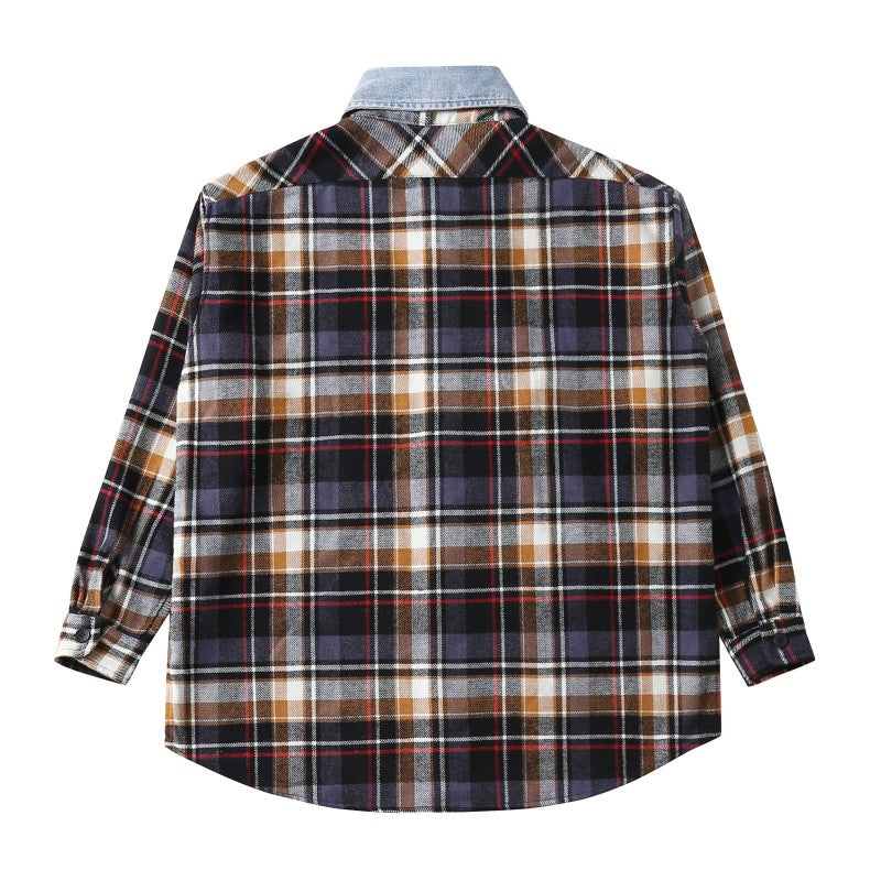 Fear of God 5th Season Wool Yellow Plaid Shirt Jacket Denim Collar Cashmere Lining