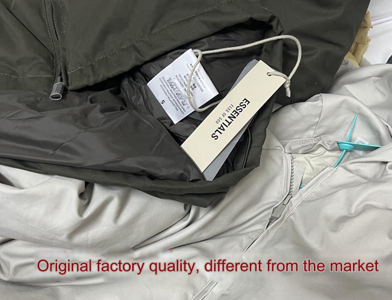 Self-made FOG Essentials Down Jacket Fear of God Zip-Up Hooded Puffer Coat