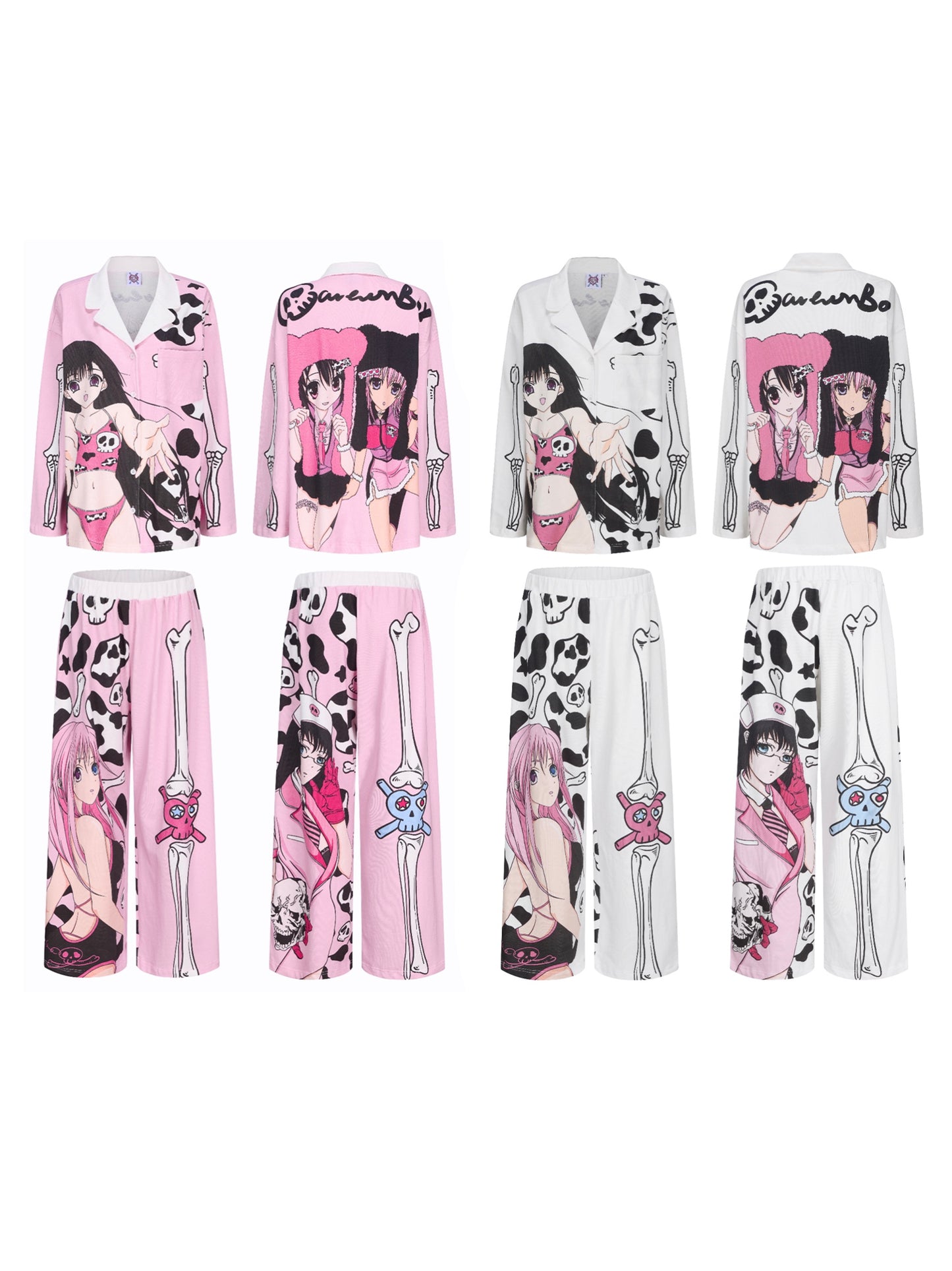 Cartoonbox Anime Full-Print Matching Pajamas for Couples – Two-Color Style