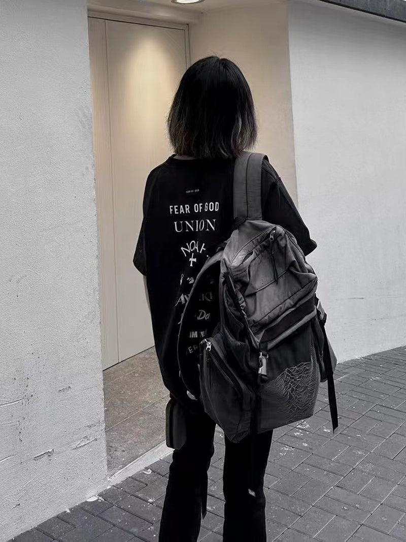 Self-made UNDERCOVER 09AW ARCHIVE Collection Ripple Effect Distressed Backpack