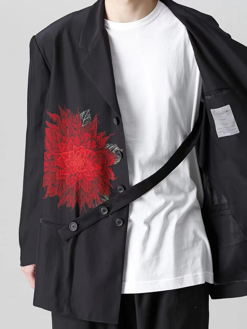 Self-made Yohji Dark Blazer – 22SS Red Dahlia Yamamoto Floral Jacket Couples