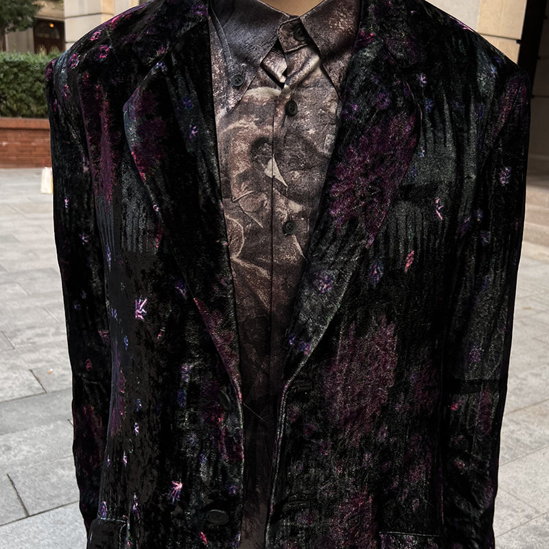 Yohji Nomad Velvet Blazer - Central Asian Traveler Collection Purple Silk Jacket