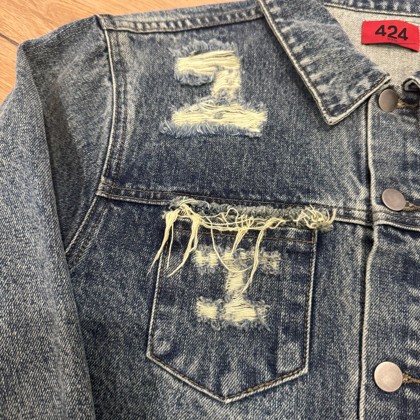 FW16 Classic Vintage 424 on Fairfax Heavy-Distressed Denim Jacket