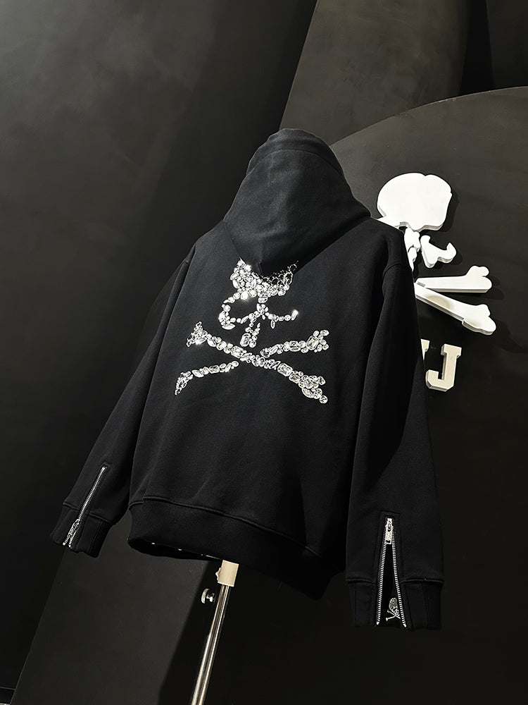 MASTERMIND Heavyweight 600g Acrylic Diamond Skull Hoodie Handmade MMJ Sweatshirt