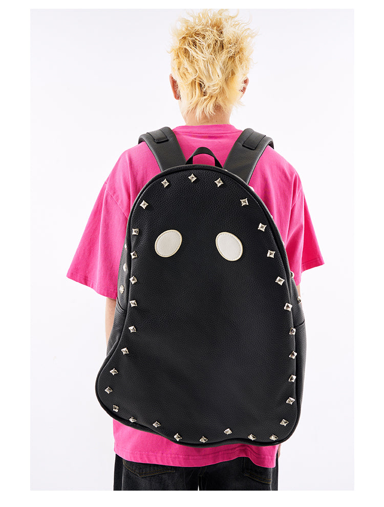 Fun & Cool Punk Studded Ghost PU Leather Backpack - Imp Halloween Edition