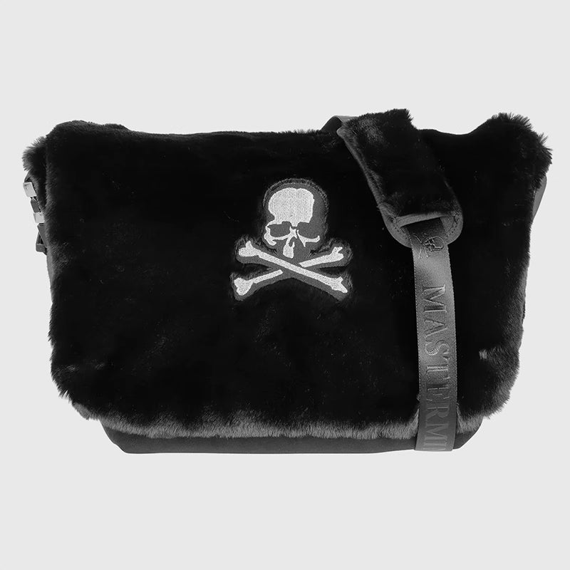 Mastermind MMJOnline Skull Embroidery Dark Fur Large Shoulder Bag- Messenger Bag