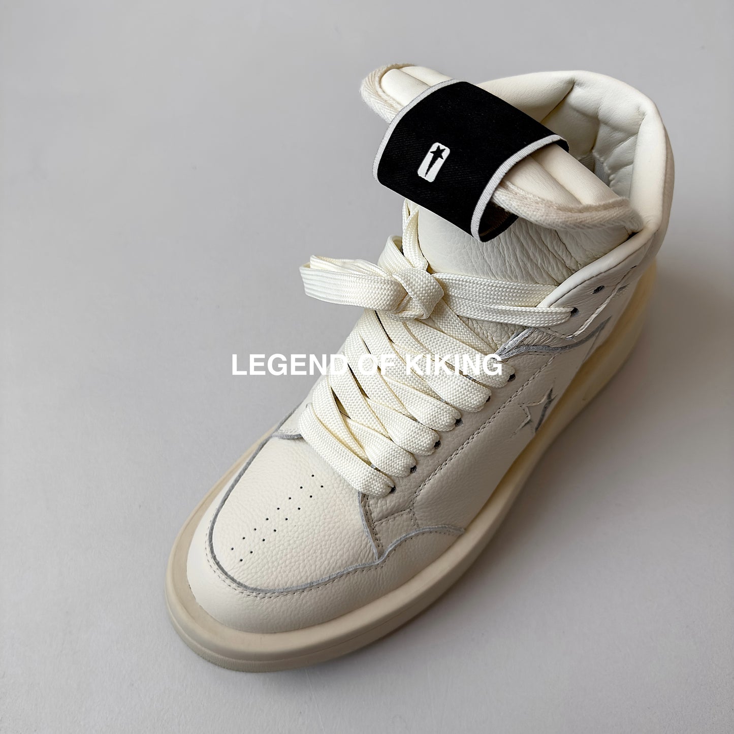 Self-made RO High-Top Leather Sneakers - Rick Owens Round-Toe Lace-Ups