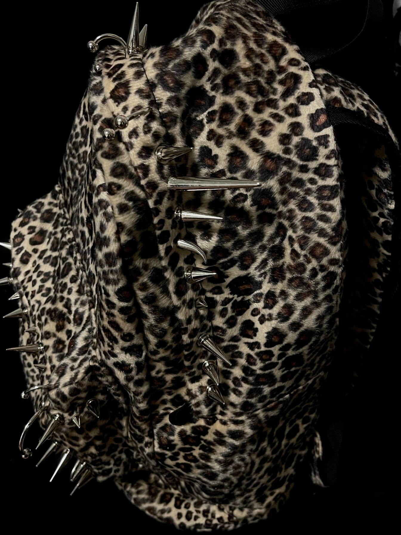 Donclick Playboi Carti Opium Punk Studded Leopard Print Backpack /Black Edition