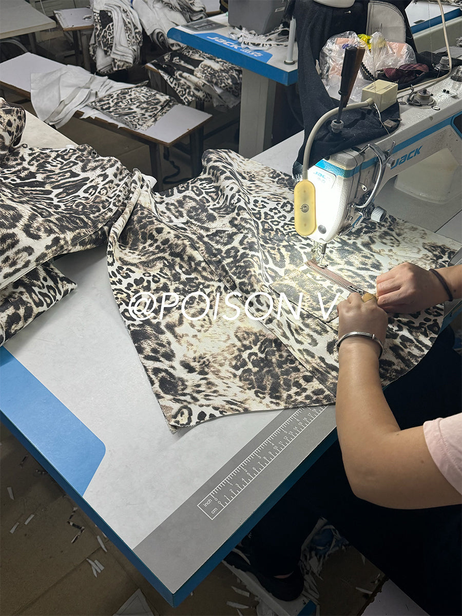 Mowalola x Ksubi Cheetah Print Bomber - Distressed Zip-Up Jacket Deconstructed Details