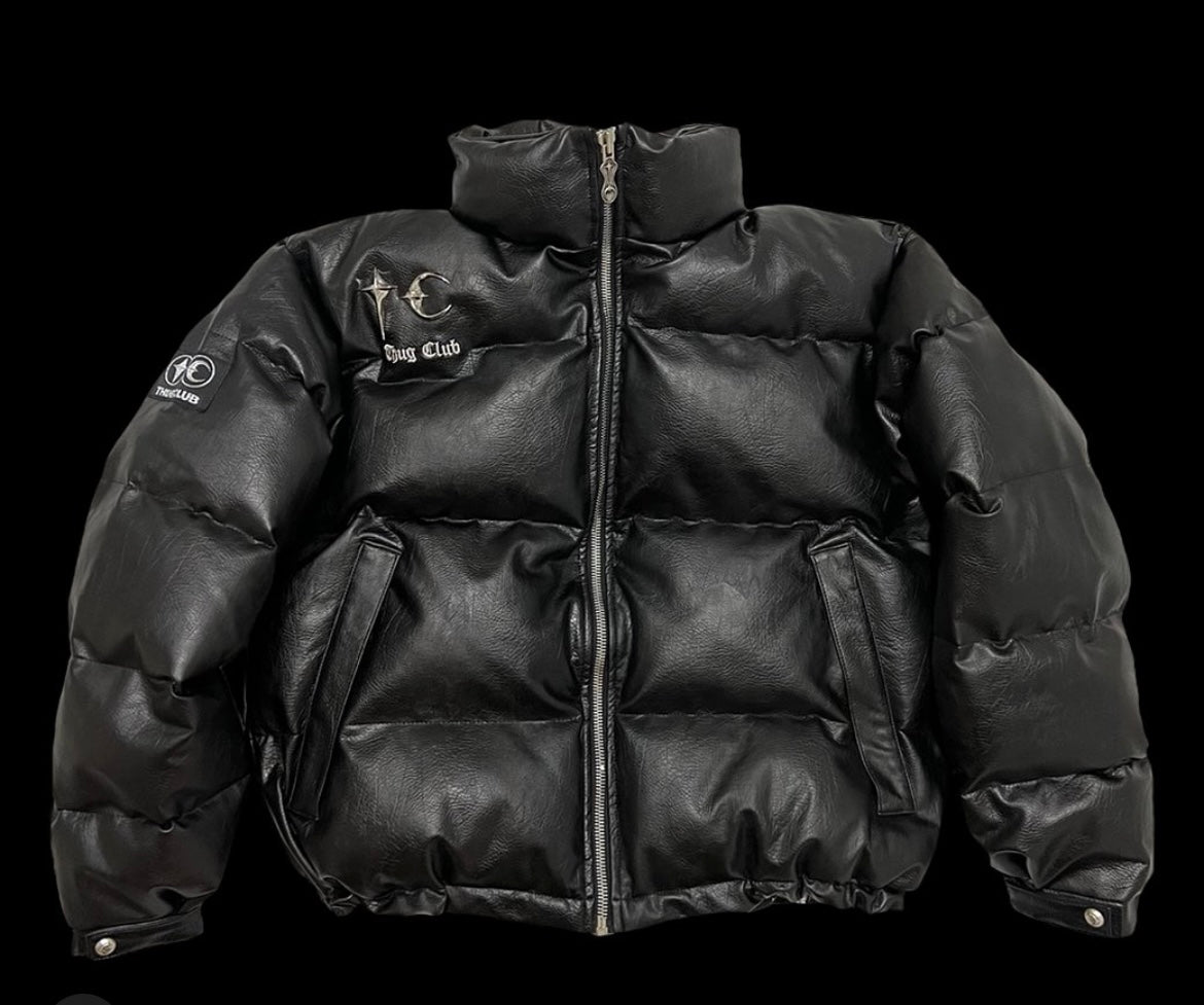 Self-made Thug Club DRIP High-Street PU Leather Puffer Jacket - Opium Outerwear