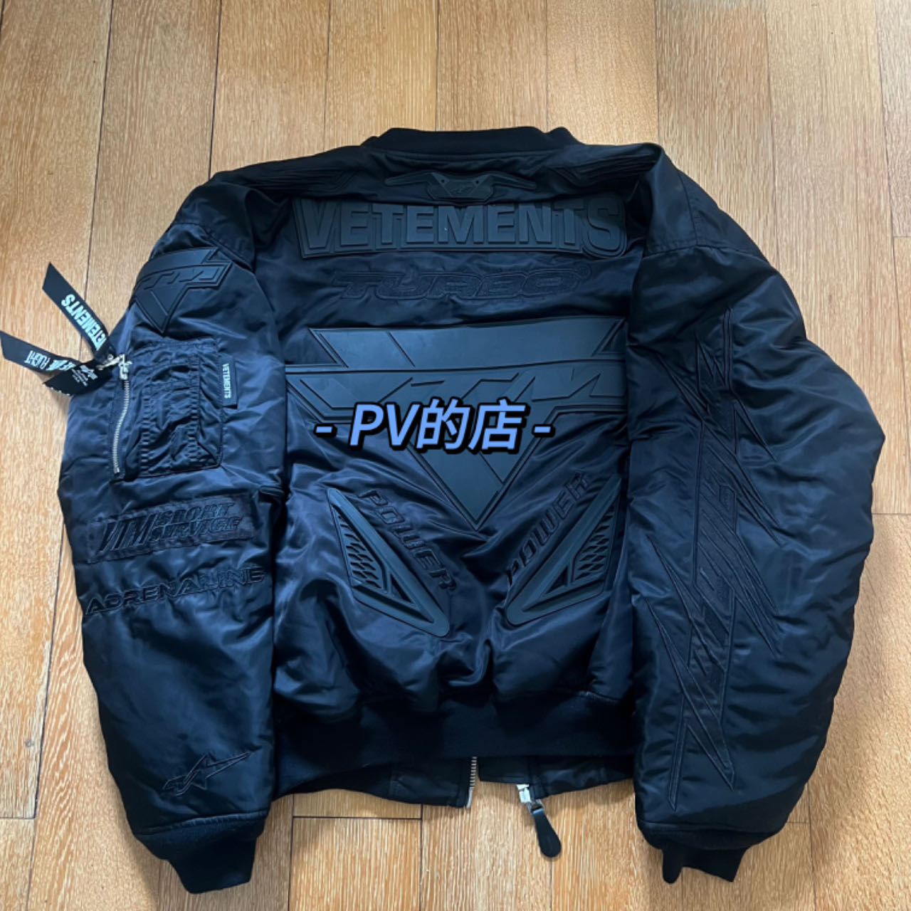 Self-made Vetements 23FW Alpha Black Race Car Air Force Jacket Cotton Bomber