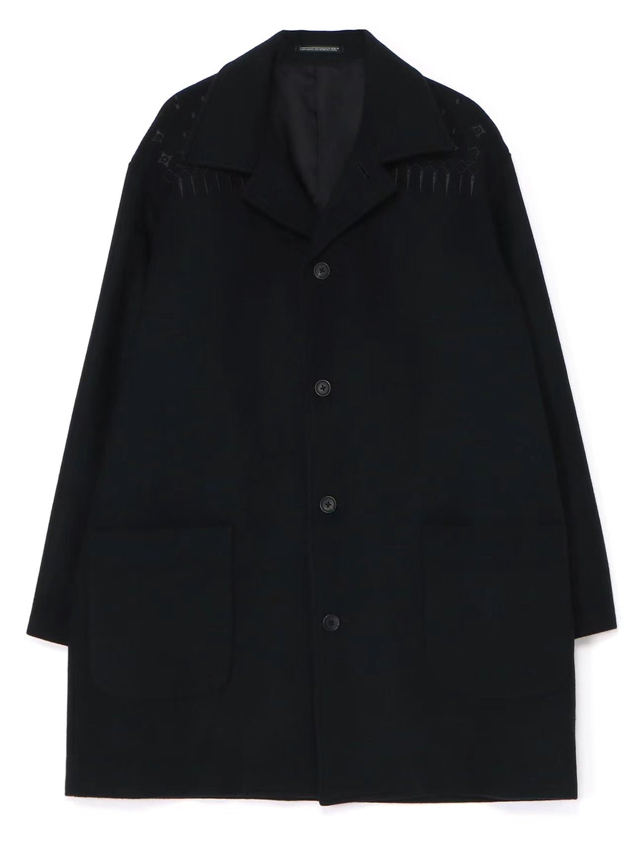 Self-made Yohji Yamamoto 23FW Dark Wool Coat – Heavy Embroidery Collection