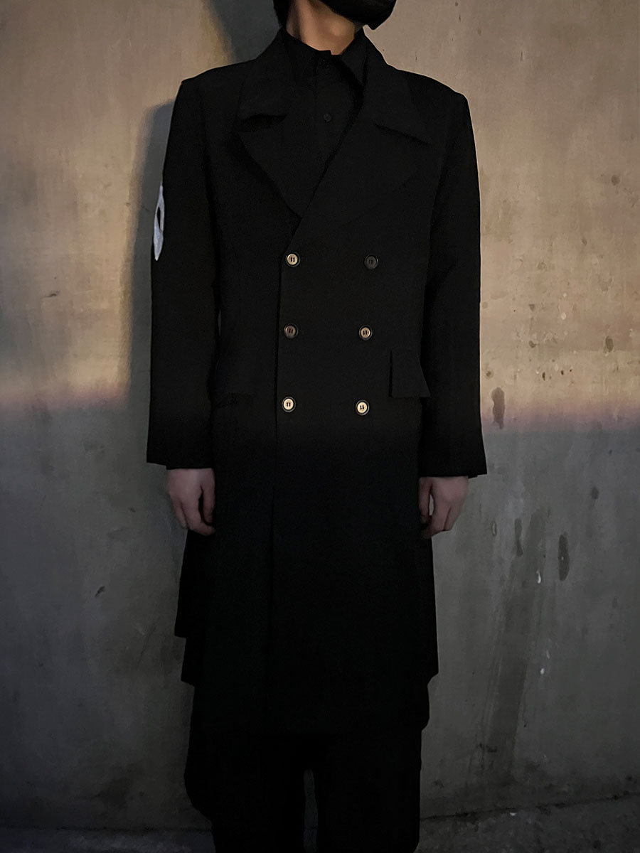 Self-made Yohji Yamamoto Dark 21AW Long Blazer Coat Dual Crow Embroidery on Back