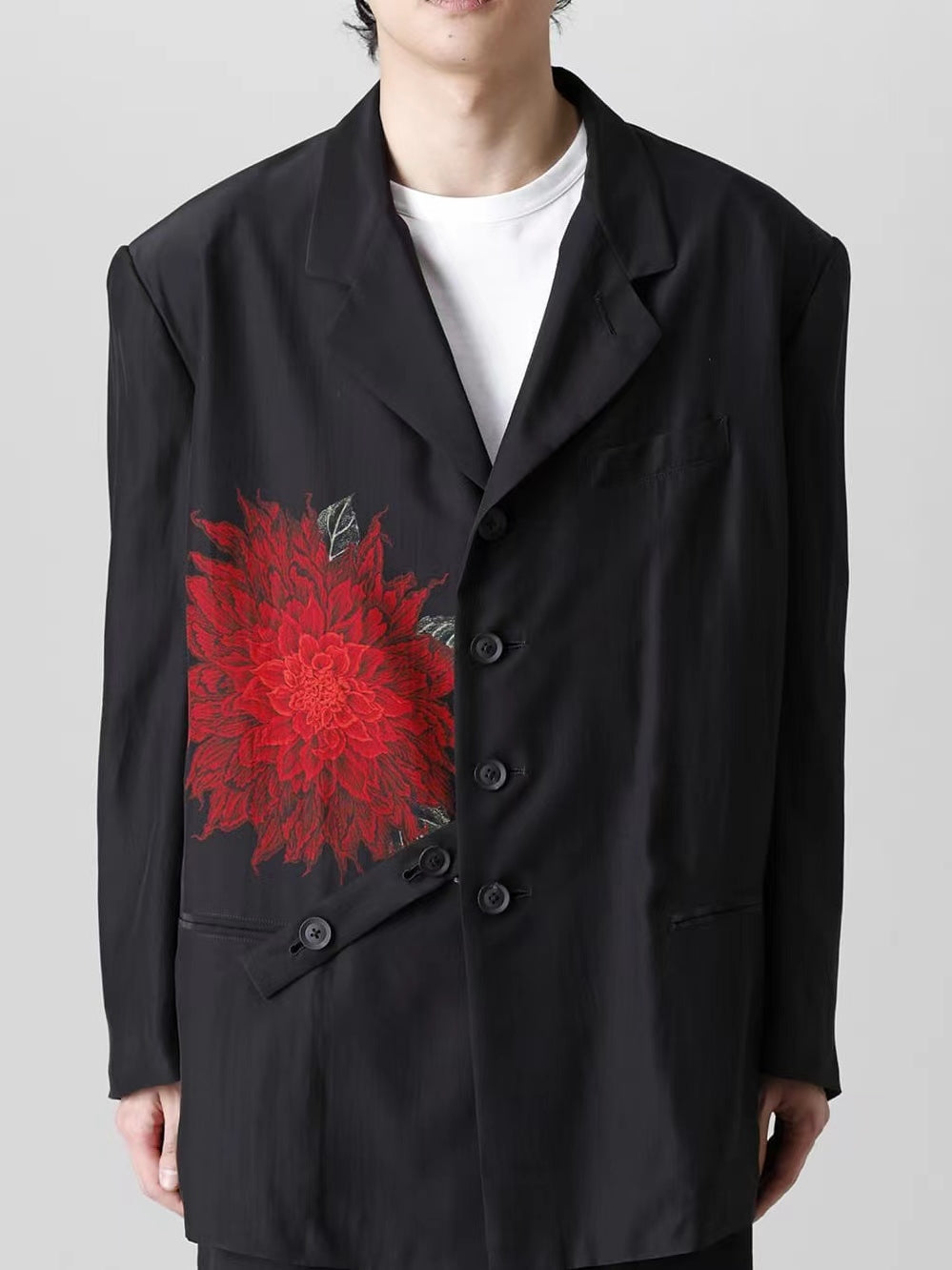 Self-made Yohji Dark Blazer – 22SS Red Dahlia Yamamoto Floral Jacket Couples