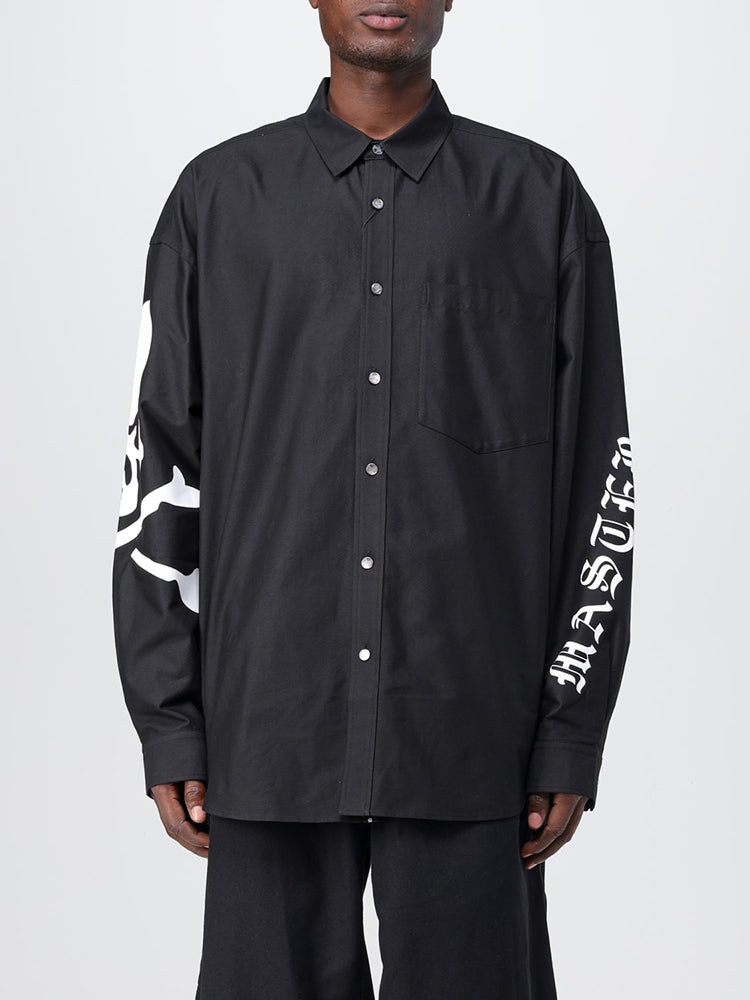 MMJ MASTERMIND Dark Skull Print Shell Button Oversized Couple Casual Shirt