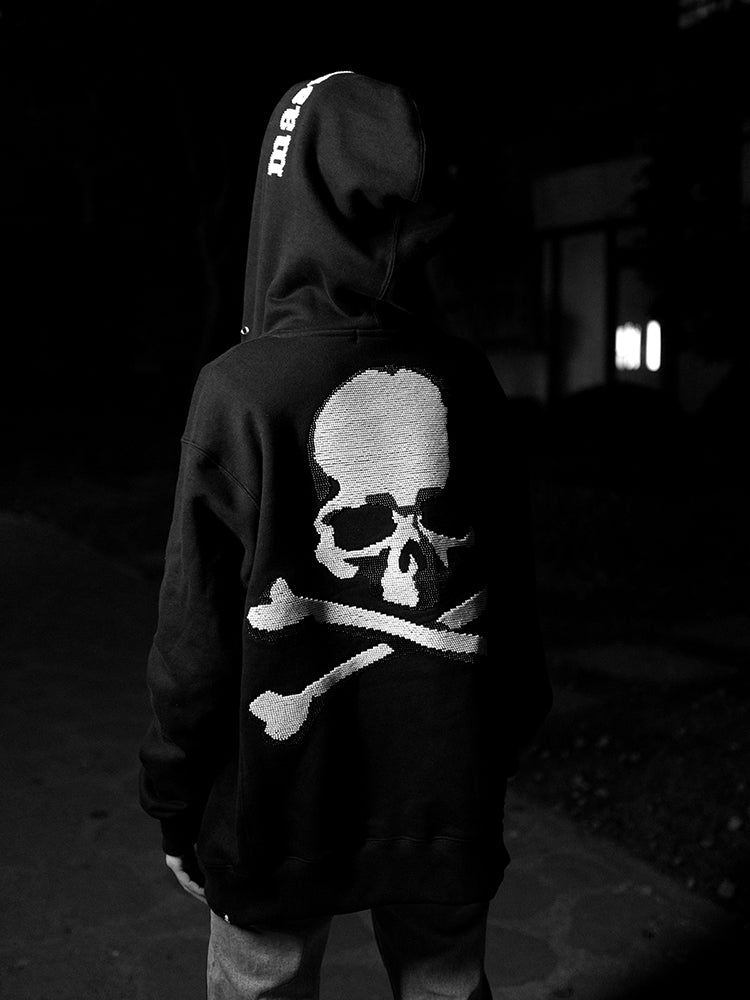 MASTERMIND Dark Skull Bead Embroidery 580g Heavyweight Loose Fit Zip-Up Hoodie