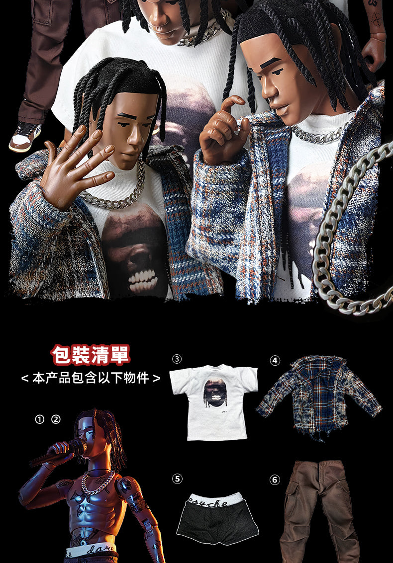 Remake 1/6 Scale Travis Scott Action Figure - Collectible Gift Set