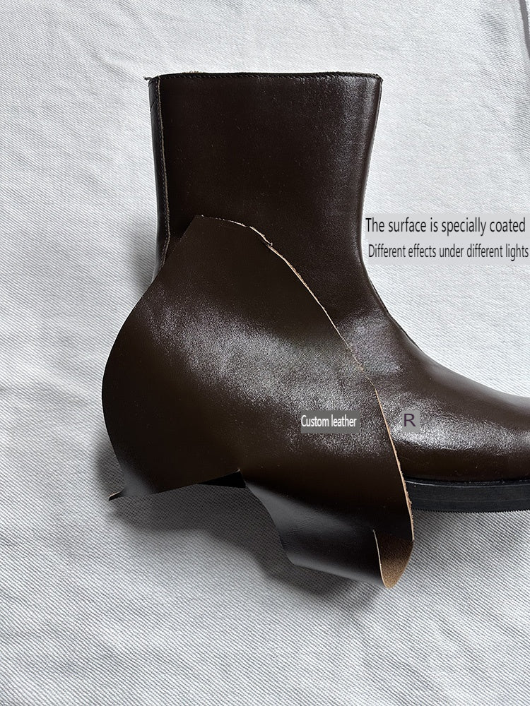 Self-made Our Legacy Brown Leather Mid-Calf Boots Minimalist High-End Chelsea