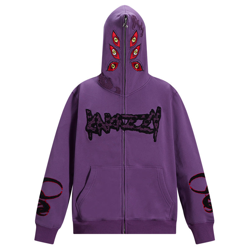 Kakazzy Demon Slayer Zip Hoodie: Heavyweight Cotton Unisex Outerwear