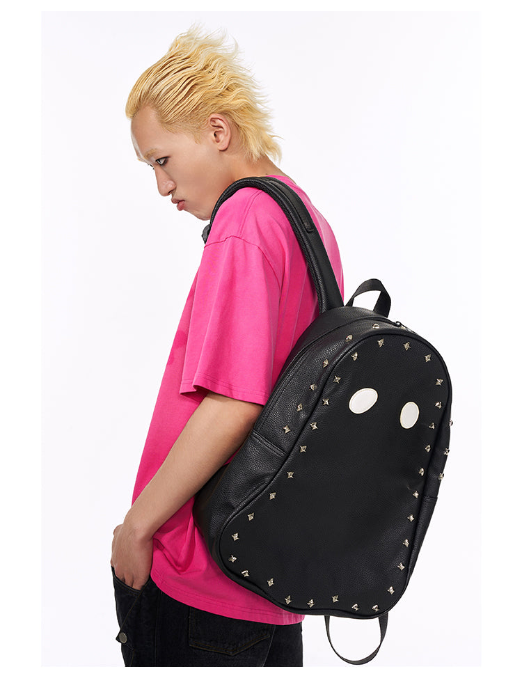 Fun & Cool Punk Studded Ghost PU Leather Backpack - Imp Halloween Edition