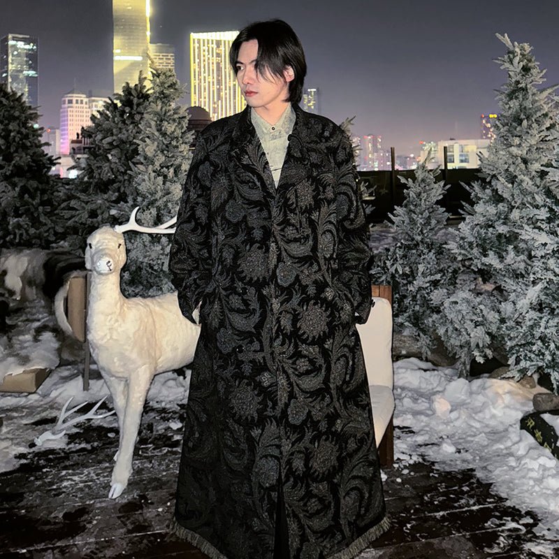 Yohji Yamamoto Central Asian Traveler Wool Coat Tiger-Pattern Tapestry Overcoat