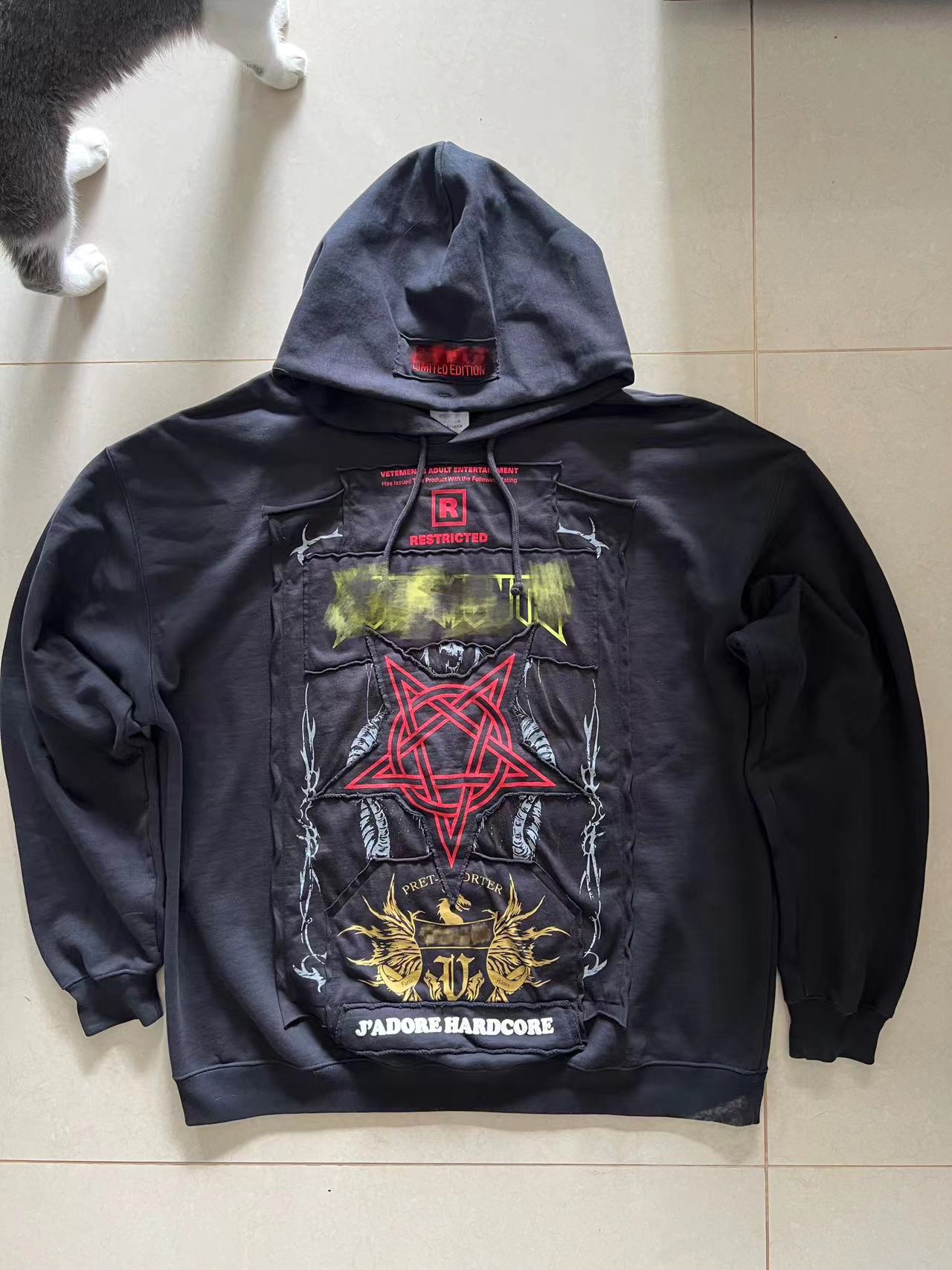 Self-made Vetements Adone Hardcore Embroidered Patch Hoodie Heavyweight Playboi