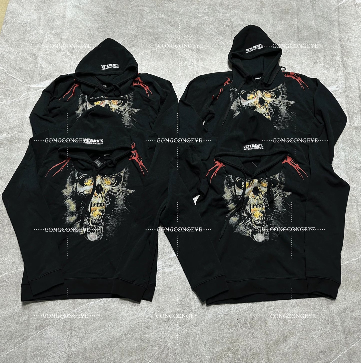 Self-made Vetement VTM Padded Shoulder Ghost Face Hoodie Heavyweight Outerwear