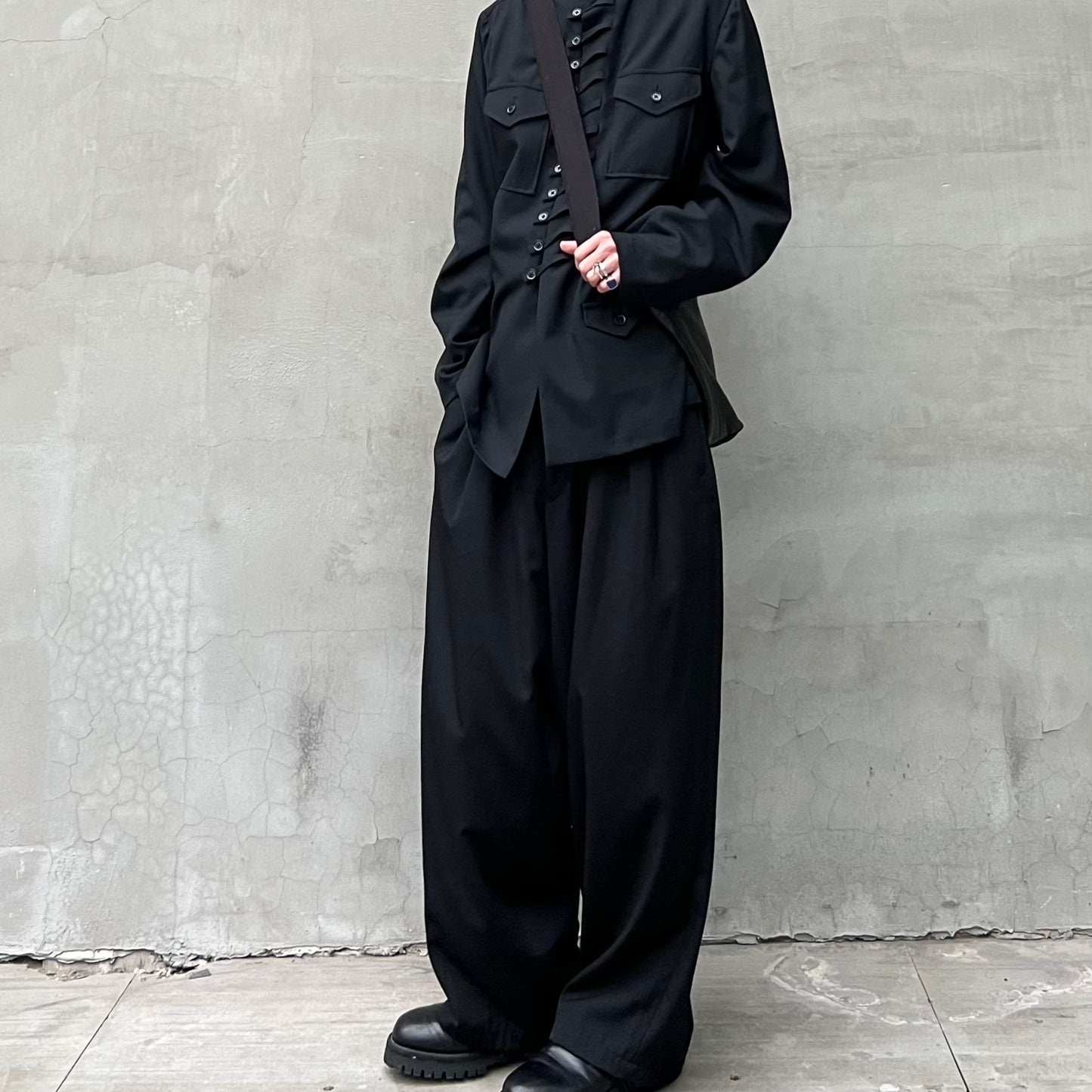 Self-made Yohji Yamamoto Twelve Pleat Wool Tapered Draped Wide Straight Trousers