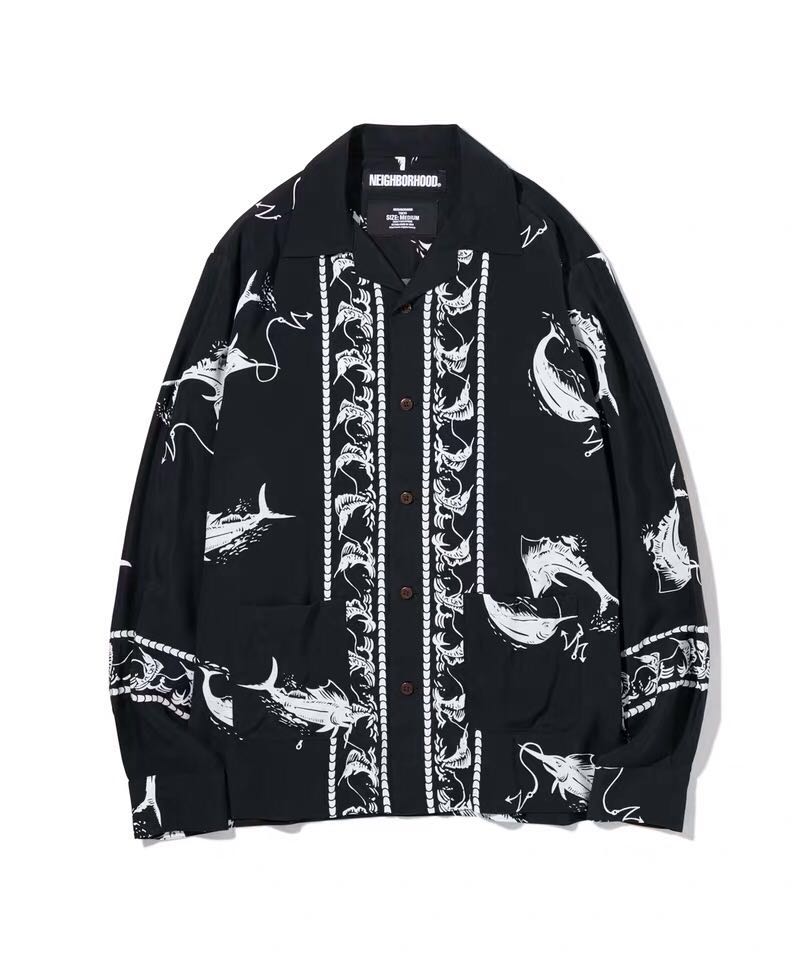 Self-made Neighborhood 20SS Hawaiian Swordfish Shirt Long Sleeve Open-Front Loose