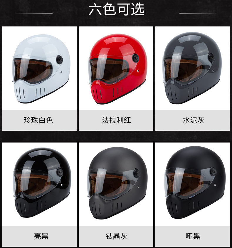 Full Coverage Retro Motorcycle Helmet Cruiser Bike Full-Face All-Season Racing