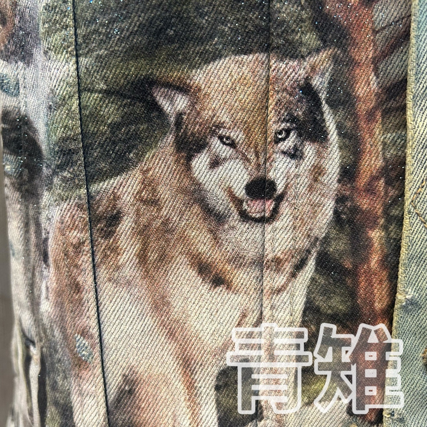 Self-made AMIRI 18AW Snow Wolf Graffiti Jacket - Shearling Collar Waxed High-Street