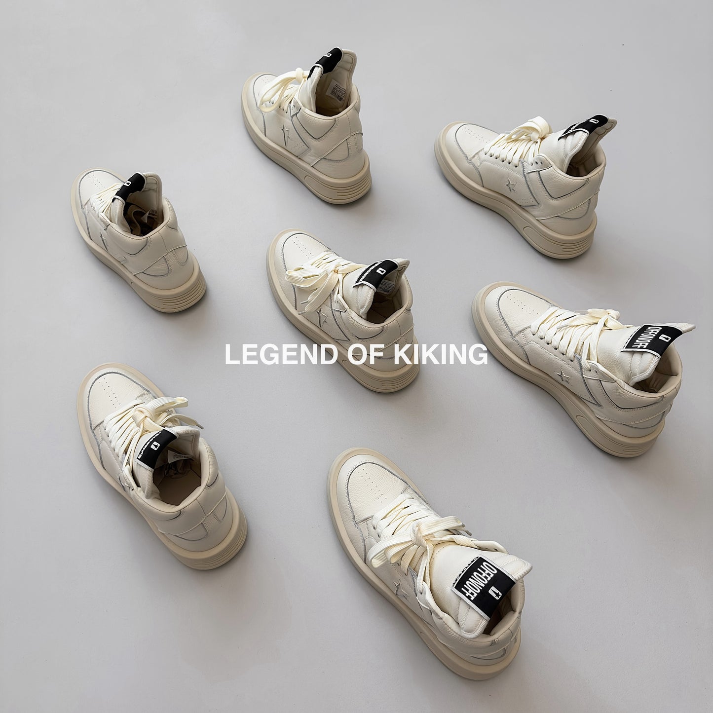 Self-made RO High-Top Leather Sneakers - Rick Owens Round-Toe Lace-Ups