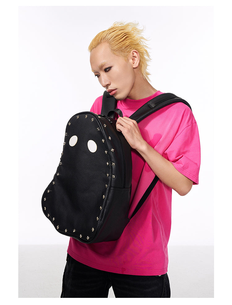 Fun & Cool Punk Studded Ghost PU Leather Backpack - Imp Halloween Edition