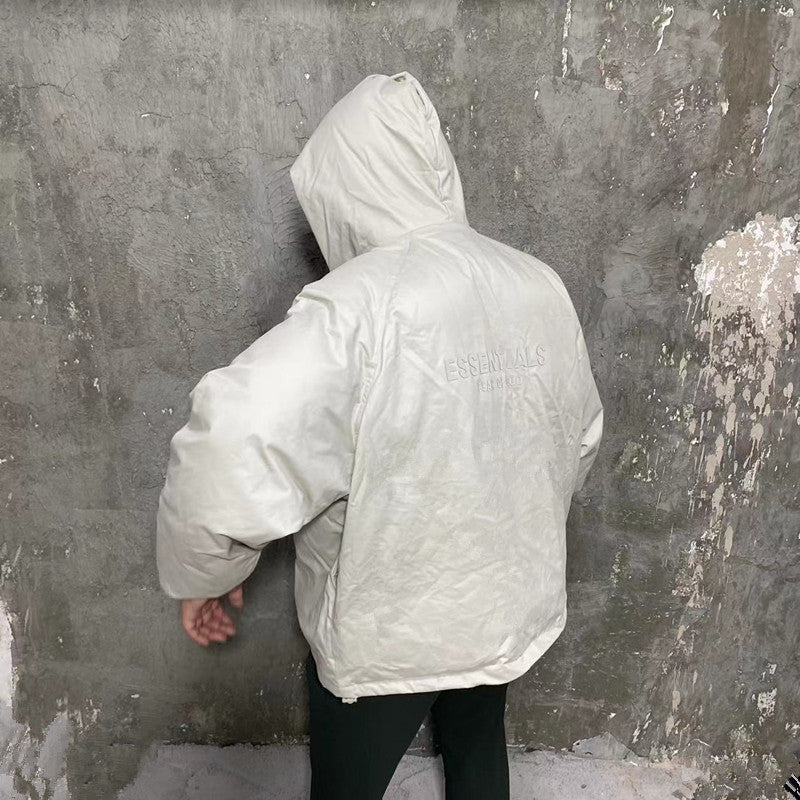 Self-made FOG Essentials Down Jacket Fear of God Zip-Up Hooded Puffer Coat