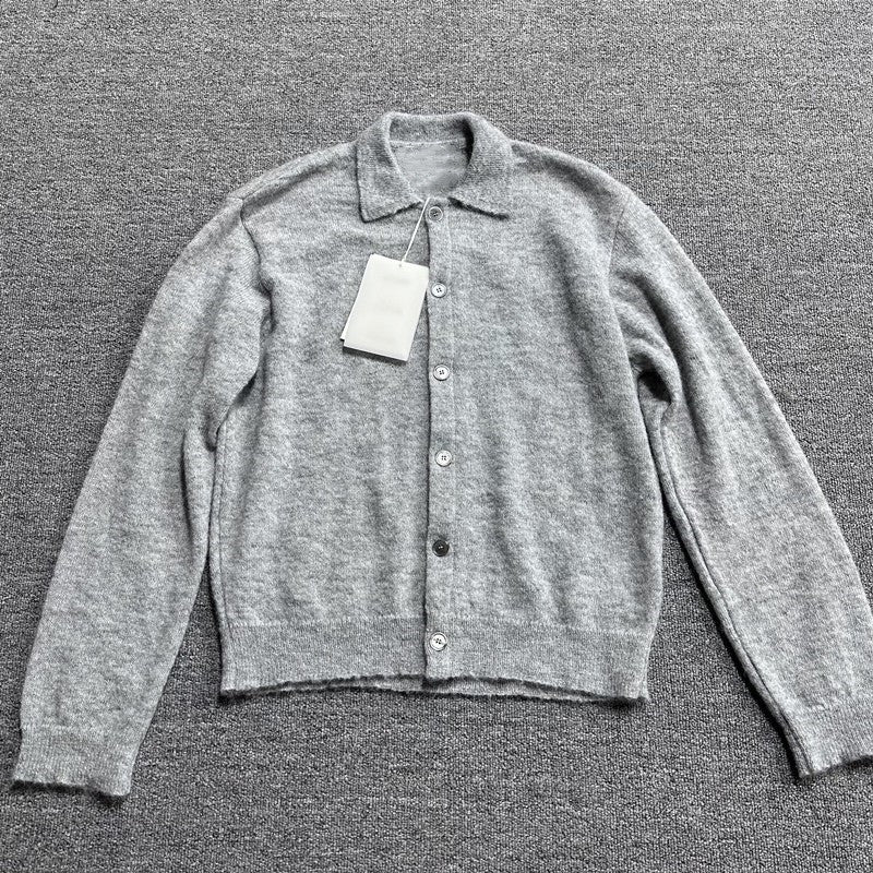 donclick 24FW Our Legacy Mohair Wool Blend Cardigan Light Grey Relaxed Fit Knit