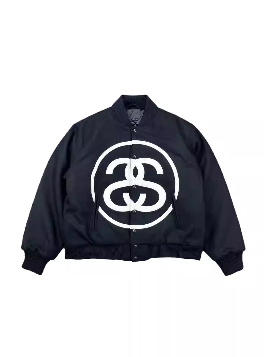 Self-made i795 Double-S Stussy Wool Varsity Jacket – Heavyweight Loose Baseball